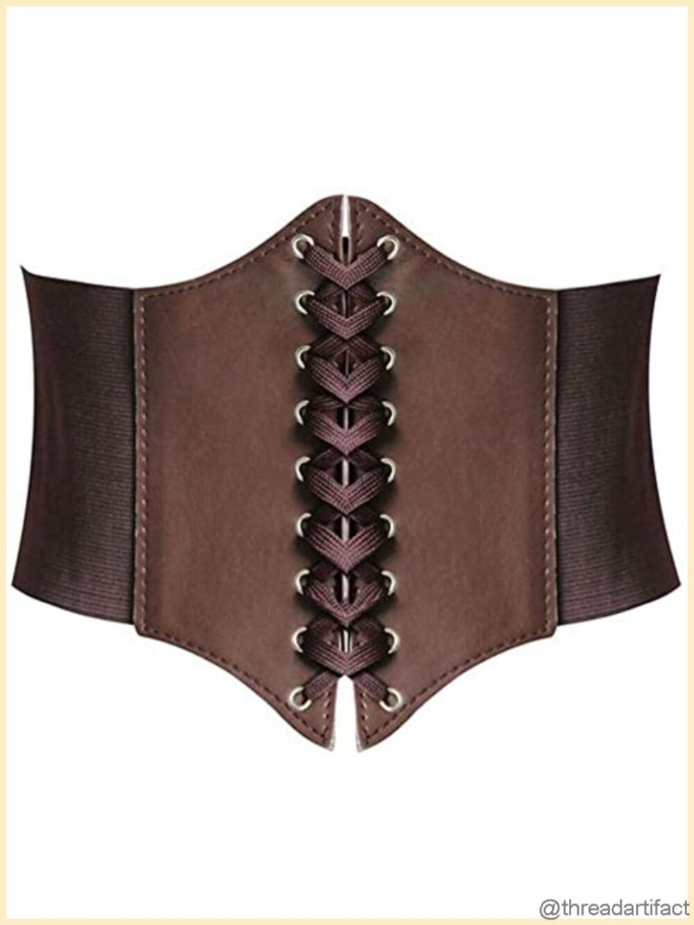 Faux Leather Lace-Up Waspie Corset Belt Elastic Cinch Costume Accessory